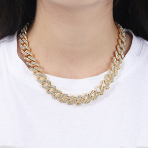 สร้อยคอและกำไลข้อมือฮิปฮอปคิวบาแบบใหม่ ขนาด 13 มม. ประดับเพชร สำหรับผู้ชาย เครื่องประดับอเนกประสงค์สไตล์สตรีท แฟชั่นทันสมัย สร้อยคอ Lijing - Product Image 2