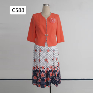 Ensemble de costumes pour femmes à motif écossais couleur pêche, grandes tailles, tenues pour femmes, ensemble de vêtements pour dames, costume d'église - Product Image 1