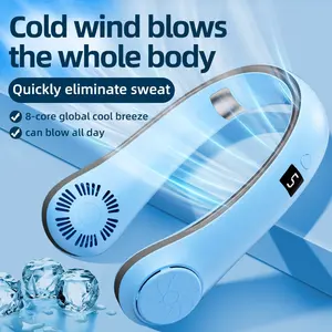 Ventilador de cuello portátil Ice Sense, ventilador de refrigeración portátil USB, mini ventilador deportivo recargable para exteriores