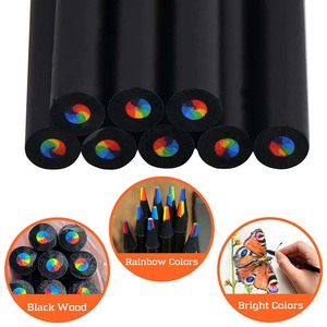 LISI 7 pollici nero manico in legno Multi colore matite sfuse 7 colore in 1 matita arcobaleno Logo personalizzato per bambini <span class=keywords><strong>adulti</strong></span> disegno artistico - Product Image 3