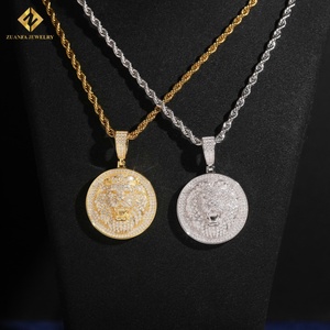 Nuevo Colgante de Cabeza de León Redonda con Diamantes de Moissanita VVS, Estilo Hip Hop, Plata 925, Joyería para Hombre - Product Image 4