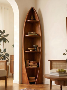 Solid Wood <strong>Corner</strong> Cabinet Triangular Cabinet French-Style Boat-Shaped <strong>Corner</strong> Shelving <strong>Unit</strong>, <strong>Corner</strong> Cabinet Living Room Bookshelf - Product Image 4