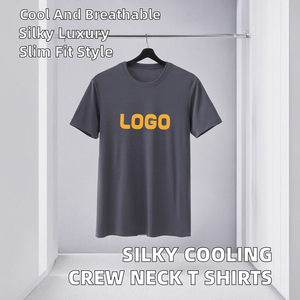 Camisetas de Cuello Redondo para Hombre, de Alta Calidad, Estilo Años 80, Modal y Spandex, Corte Ajustado, Color Sólido, Lujosas, Sedosas y Frescas, Venta al Por Mayor de Fábrica - Product Image 2