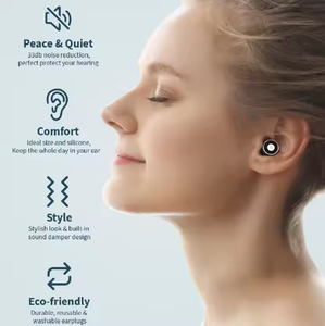 مقاومة للماء حماية البيئة قابلة لإعادة الاستخدام الحد من الضوضاء سيليكون سدادات عازلة للصوت للنوم العمل السفر - Product Image 2