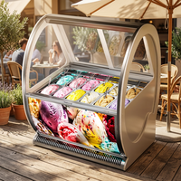 Vente en gros de congélateurs commerciaux d'affichage de crème glacée Jinfugui 12 casseroles Gelato Vitrine refroidie par air en