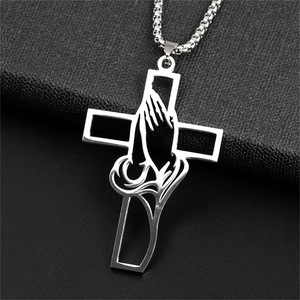 Collar de Cruz de Acero Inoxidable para Hombre, Joyería de Acero de Titanio, <span class=keywords><strong>Nueva</strong></span> Joyería, Oración Religiosa, Creyentes, <span class=keywords><strong>Fe</strong></span> Cristiana - Product Image 2