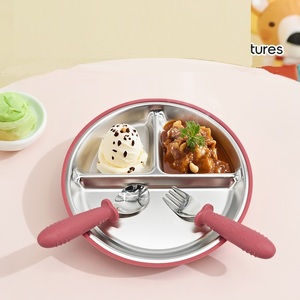 Juego de Platos de Acero Inoxidable Seguro con 3 Compartimentos para Niños Pequeños, Utensilios de Alimentación para Bebés Libres de BPA - Product Image 4