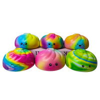 Jouet anti-stress en forme de boulette dégradé arc-en-ciel à rebond lent pour enfants et adultes