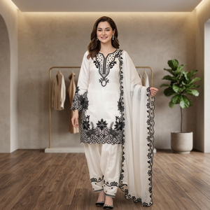 Tenue de l'Aïd : Haut brodé à sequins, Salwar Farshi avec Dupatta, infroissable, réversible, extensible et à séchage rapide - Product Image 1