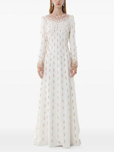 Vestido Largo de Fiesta Migugarment A10704, Estilo Occidental, Blanco y Negro, para Mujer, con Mangas Largas, Adornado con Cuentas y Bordado, para Baile de Graduación - Product Image 2