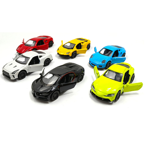Modellini in Scala 1/43, 6 Stili Assortiti, Piccole Auto Sportive in Lega con Ruote a Retrocarica e Porte Apribili, Giocattolo Unisex per Bambini - Product Image 1