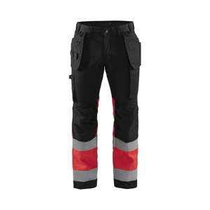 BLAKLADER - 155818119955D108 Hi-Vis <b>trousers</b> with <b>stretch</b> <b>Black</b>/Red - EAN 7330509654163 HI-VIS WORKWEAR - Product Image 1