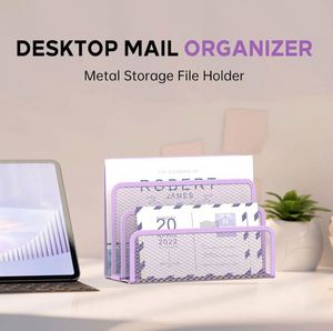 3-Slot Desktop <b>File</b> <b>Organizer</b> Mesh Metal Mail Holder Countertop Letter Sorter <b>File</b> Holder Office Envelope <b>Organizer</b> - Product Image 3