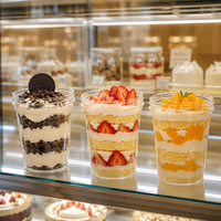 Bocaux à dessert en plastique PET transparent de qualité alimentaire avec couvercle à vis, personnalisables avec logo, pour bonbons, parfaits, poudings, yaourts et gâteaux