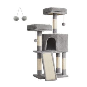 Árbol para gatos de 4 niveles, 50x35x115cm, rascador de sisal gris con casa y rampa para gatos de interior - Product Image 5