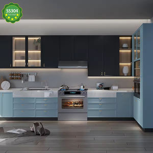 Gabinete de cocina de acero inoxidable personalizado, armario de cocina antibacteriano y a prueba de moho, aparador con <span class=keywords><strong>sentido</strong></span> de tecnología - Product Image 1