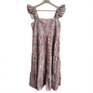 Vestido de Verano para Mujer, Estampado Floral Rosa, Algodón, Largo hasta la Rodilla, Estilo Dulce y Natural, Corte en A, Casual, Boho, Transpirable - Product Image 2