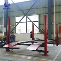 Elevador de Estacionamiento para Autos BOJINSI BJS2202, Resistente, de 4 Postes, Accionamiento Hidráulico, Capacidad de 4T, Altura de Elevación de 1600 mm, Plataforma Doble