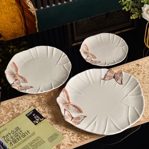 Juego de Vajilla de Porcelana Blanca con Diseño de Mariposas, Juego de Platos de Cerámica Modernos, Vajilla Redonda para Restaurante, Hotel y Hogar - Product Image 1