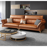 Canapé modulaire en cuir italien de luxe moderne en forme de L, style design européen, ensemble de salon minimaliste, personnalisable CE