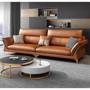 Moderno Divano Componibile di Lusso a L in Pelle Italiana Stile Design Europeo Minimalista Set Soggiorno Personalizzabile - Product Image 2