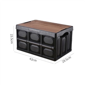 Boîte de rangement extérieure multifonctionnelle pliable en <span class=keywords><strong>plastique</strong></span> rectangulaire avec couvercle en bois pour le matériel de camping - Product Image 6