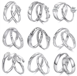 Sunstar Classic Wedding Engagement Promise Rhodium Plated Pave Setting 925 <strong>Sterling</strong> <strong>Silver</strong> Couple <strong>Ring</strong> <strong>Set</strong> - Product Image 2