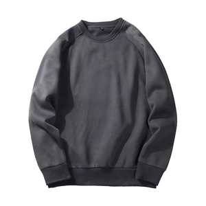 Fabricants de vêtements personnalisés automne et hiver 330g col rond à manches longues sweat couleur unie simple haut pour hommes et femmes - Product Image 3