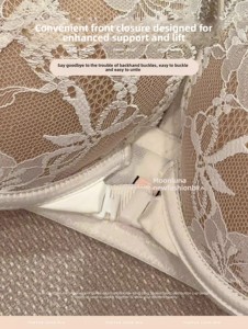 Exquis Sexy dentelle avant boucle Bikini sous-vêtements 3/4 tasse solide respirant petite poitrine rassemblement pull-up grand <span class=keywords><strong>soutien</strong></span>-<span class=keywords><strong>gorge</strong></span> sans fil - Product Image 2