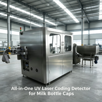 Système automatique de codage et de vérification laser UV à double tête pour bouchons de lait, avec fonction d'élévation et de rejet, et traçabilité