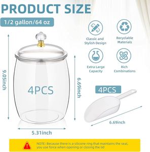 Frascos para Dulces y Galletas con Tapas, Contenedor Transparente de Plástico para Galletas, Frascos Grandes Herméticos para Almacenamiento y Organización - Product Image 2