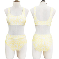 Maillots de bain à imprimé floral de nouvelle conception, vêtements de plage, bretelles larges réglables, bikinis taille haute, ensemble de bikinis, maillots de bain tendance pour la plage