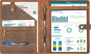 Portafolio de Cuero Genuino LL LEATHER LATCH con Logotipo, Organizador para Hombres y Mujeres, Carpeta con Anillas para Papel A4/Carta, Portaplumas, <span class=keywords><strong>Portadocumentos</strong></span> - Product Image 2