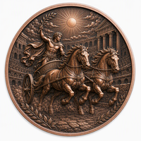 Pièces de monnaie en cuivre à haute relief 5 oz .999 Cuivre pur Pièce ronde de course de chariots romains Impression UV colorée Pièces de monnaie en cuivre