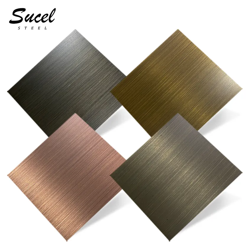 Sucel Aço Cobre 4X10 Escova Acabamento 0-3Mm 1.5Mm Grosso 2Mm Aço Inoxidável Folha 304 Pvd Revestido