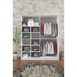 Armario Moderno Minimalista Milano de 4 Puertas, Color Blanco, con 11 Estantes y 2 Perchas, Armario Convertible para Guardar Ropa en el Dormitorio - Product Image 2