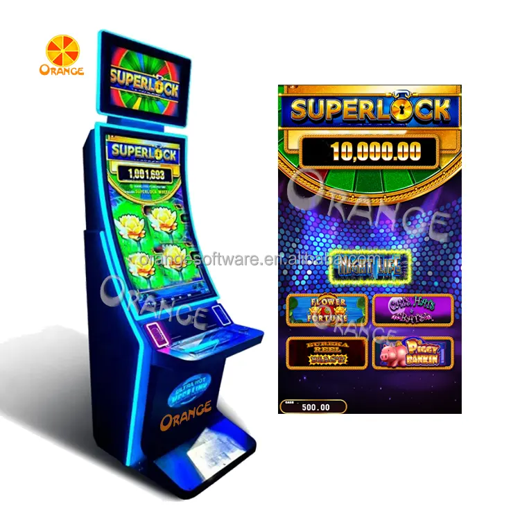 Wholesale 43" Curved screen skill Super lock Night life/Flower Fortune/Piggy bankin Skill Game cabinet with bill acceptor Ideck