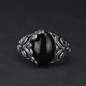 Retro Flower Butterfly <b>Ring</b> Women's Silver Tone Inlaid White Agate Carnelian <b>Crystal</b> Open Style Index Finger Jewelry Gift - Product Image 3