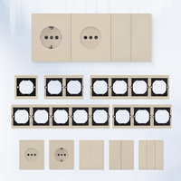Interruptores y Enchufes de Pared WESA Ultrafinos con Botón Pulsador EU de 1/2/3 Vías con Enchufe USB Tipo C, Combinación Libre, Diseño Moderno de Lujo