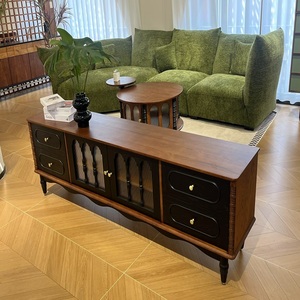 Factory Direct Sales of <b>Walnut</b> Wood Colored Round Coffee <b>Tables</b>, Retro French Living Room Solid Wood Coffee <b>Table</b> Sets - Product Image 3