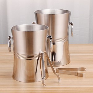 Seau à glace refroidisseur de vin <span class=keywords><strong>et</strong></span> de bière isolé à double paroi en acier inoxydable personnalisé de haute qualité avec poignées en anneau outils de barre - Product Image 1