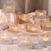 Grand Porte-Bougie à Thé en Verre Transparent Fait Main pour Centre de Table de Noël et de la Saint-Valentin, Décoration de Mariage