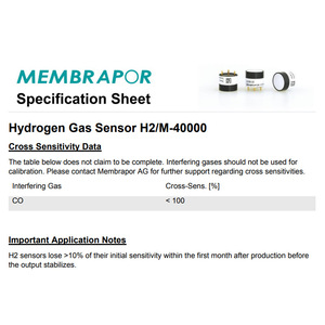 เซ็นเซอร์ก๊าซไฮโดรเจนเมมบราพอร์ H2/M-40000 0-40000 ppm แบบอิเล็กโทรเคมี สำหรับความปลอดภัยและอุปกรณ์พกพา - Product Image 4