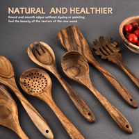 Ensemble d'ustensiles de cuisine en bois, ustensiles de cuisine antiadhésifs, cuillères et spatules en bois, cuillères en bois pour la cuisine, fourchette à salade