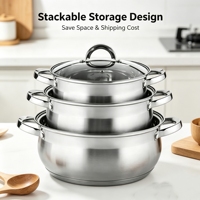 Ensemble de casseroles de haute qualité, écologiques, de style américain, en acier inoxydable, 6 pièces, fond capsule, compatible induction