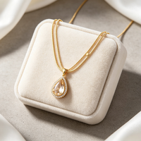 Collier chaîne en acier inoxydable de haute qualité pour femme, avec pendentifs étoiles, goutte d'huile et zircon incrusté, style rétro simple, cadeau de niche