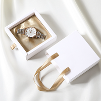 Boîte en Papier Personnalisée avec Logo, Tiroir Coulissant Écologique pour Bracelets et Bijoux, Emballage Sac Cadeau avec Poignée en Ruban pour Colliers et Bagues