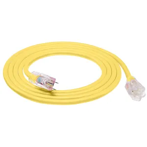 Cable de extensión impermeable para exteriores, cable eléctrico retráctil de 14/3 pies, 125v, resistente, Color amarillo, EE. UU.