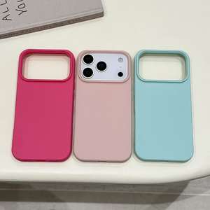 Funda protectora súper suave para iPhone, 17 colores nuevos, naranja, 16 Pro, 15, con textura de lichi y orificios grandes. - Product Image 1