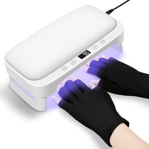 Lámpara LED Profesional para Uñas de Gel, 4 Temporizadores, Plegable, con Guantes y Reposabrazos - Product Image 1